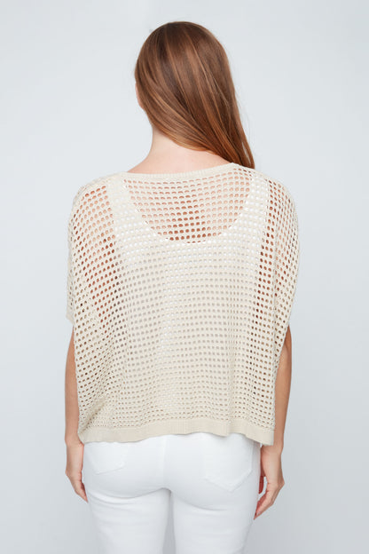 Crochet Knit Sweater Top - Gold