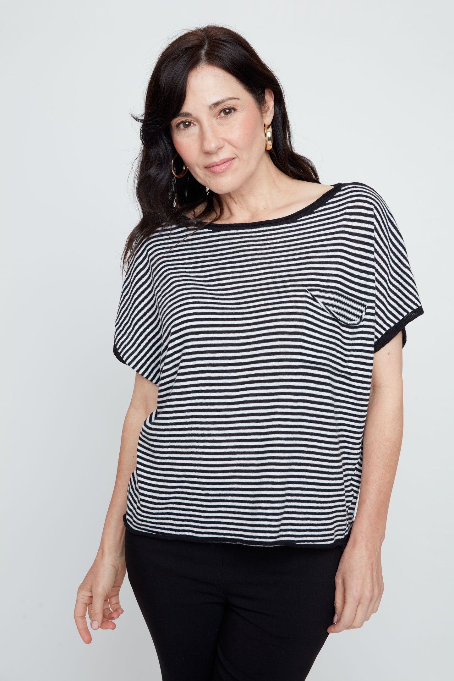 Stripe Pocket Sweater - Black Combo