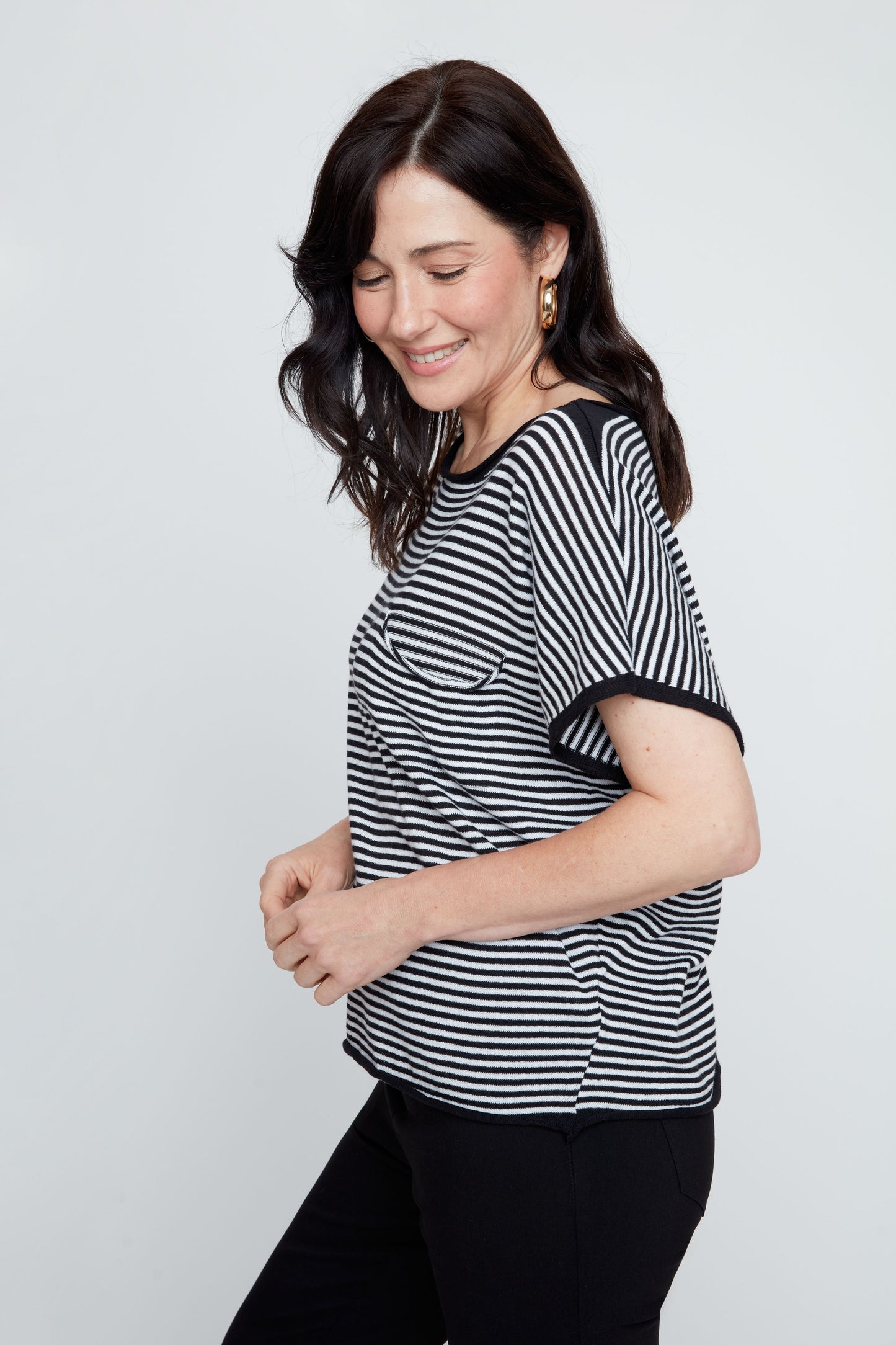 Stripe Pocket Sweater - Black Combo