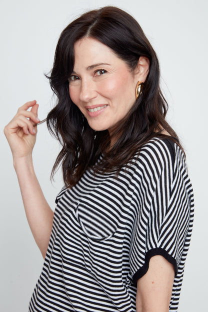 Stripe Pocket Sweater - Black Combo