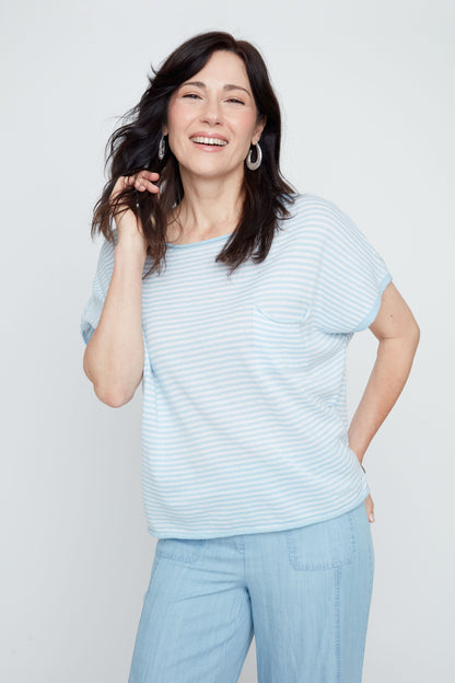 Stripe Pocket Sweater - Blue Combo