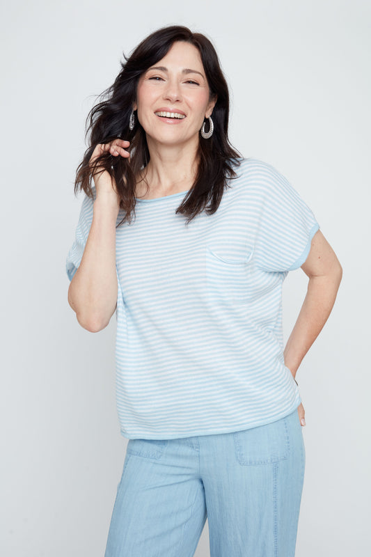 Stripe Pocket Sweater - Blue Combo