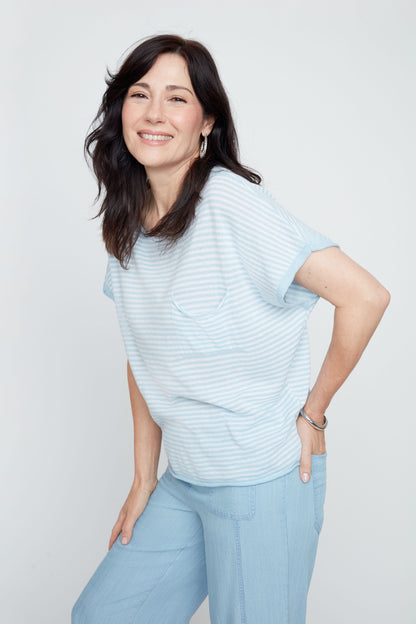 Stripe Pocket Sweater - Blue Combo