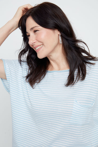 Stripe Pocket Sweater - Blue Combo