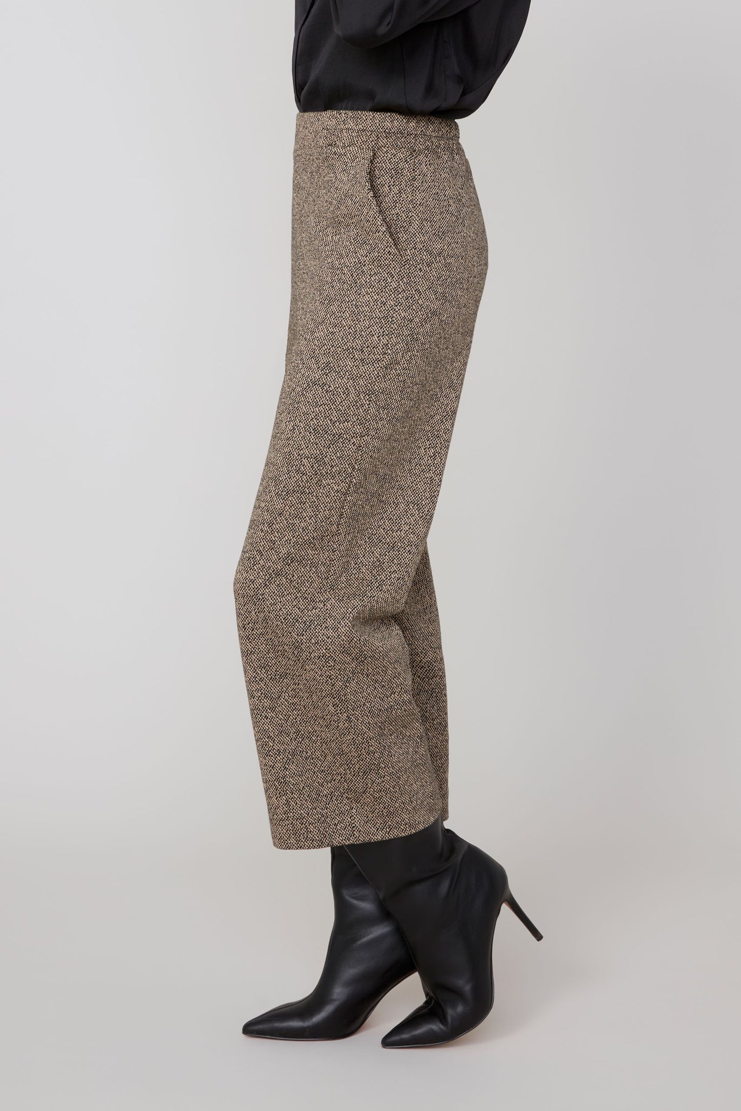 Birds-Eye Knit Pants - Tan Combo