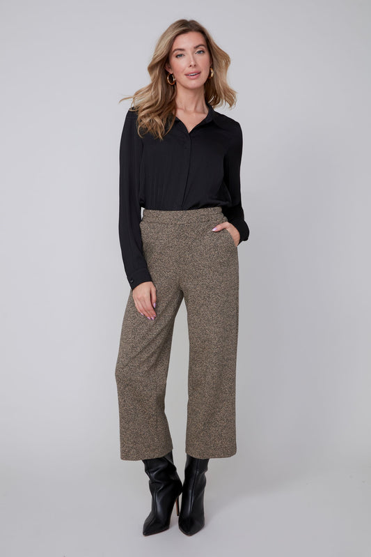 Birds-Eye Knit Pants - Tan Combo