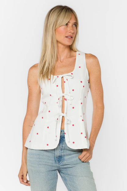 Reba Tie Front Vest - Cardinal