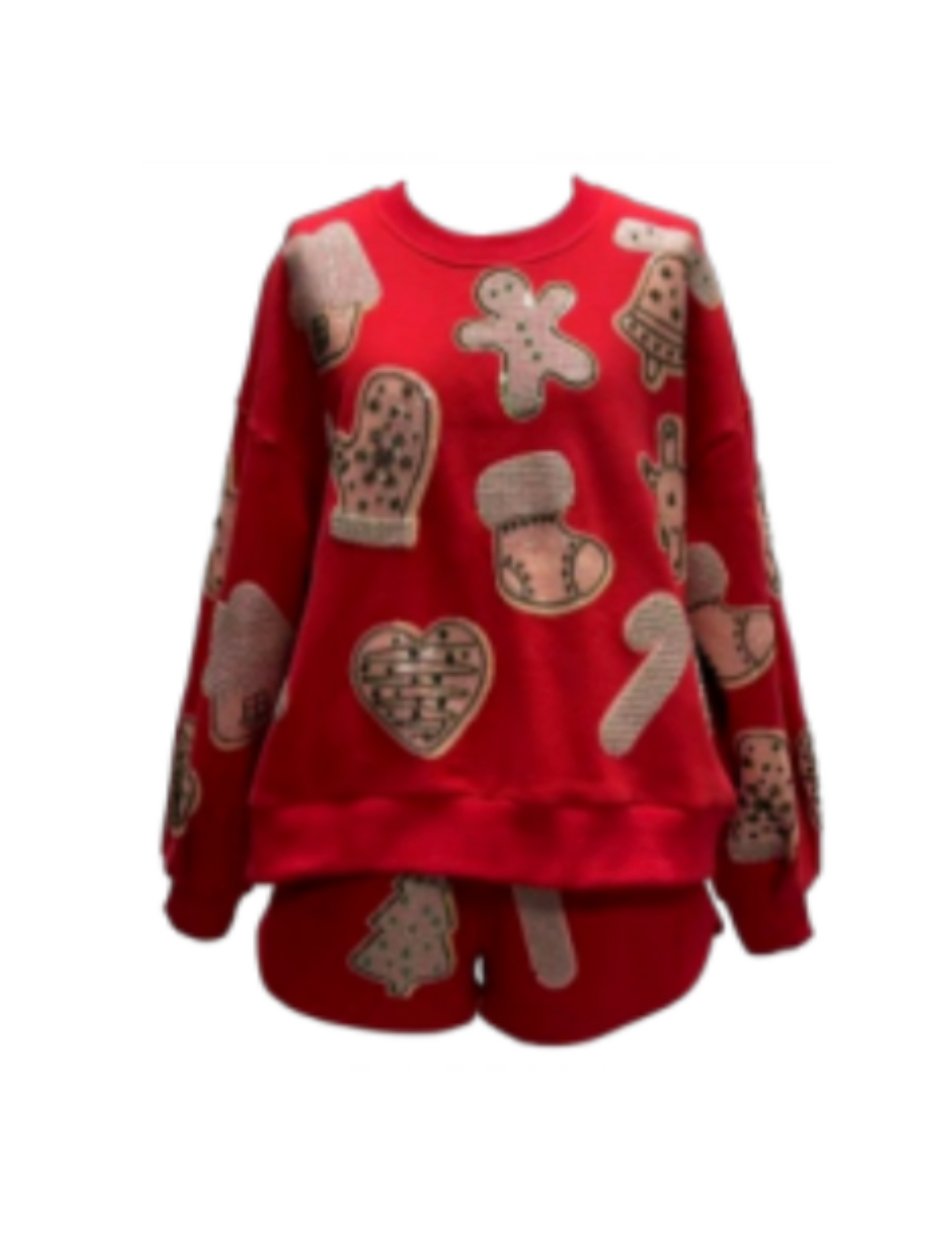 Queen of Sparkles Red Fuzzy Christmas Cookie Sweatshirt