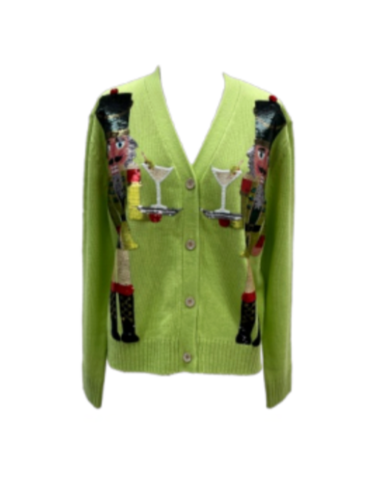 Queen of Sparkles Pale Green Martini Nutcracker Cardigan