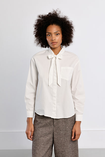 Charlotte Bow Blouse Top - White