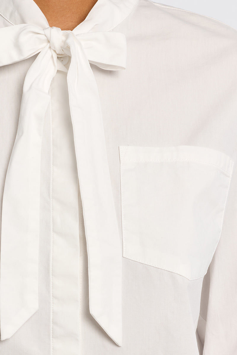 Charlotte Bow Blouse Top - White