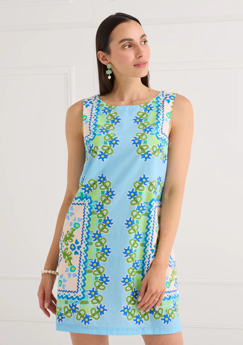 Rowan Dress - Blue Floral Folk