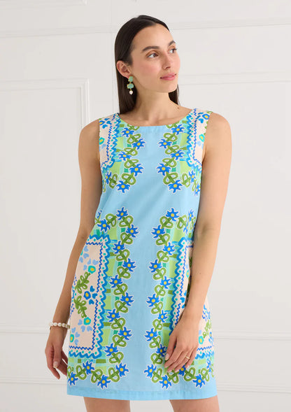 Rowan Dress - Blue Floral Folk