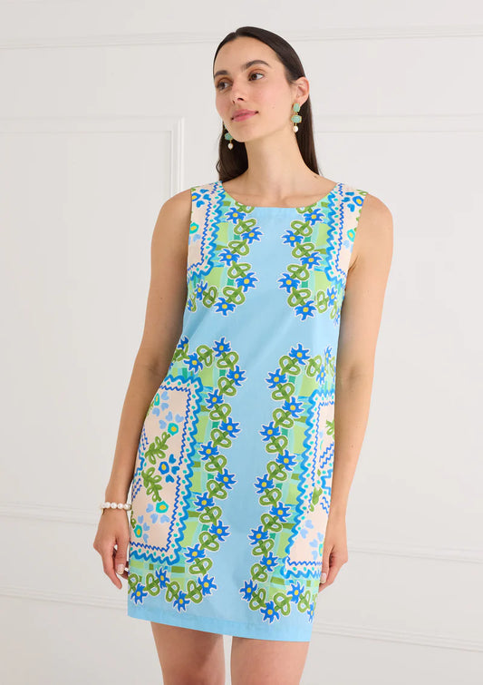 Rowan Dress - Blue Floral Folk
