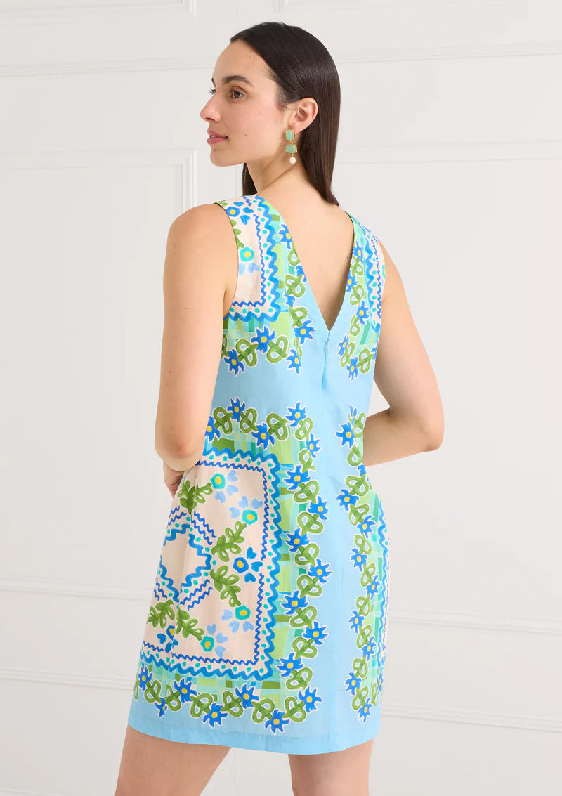 Rowan Dress - Blue Floral Folk