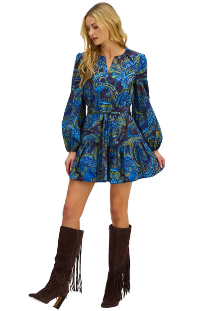 Ryan Dress - Blue Paisley Print