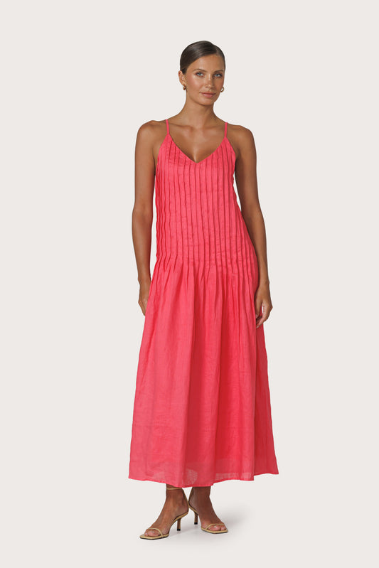 Marra Pleated Linen Maxi Dress