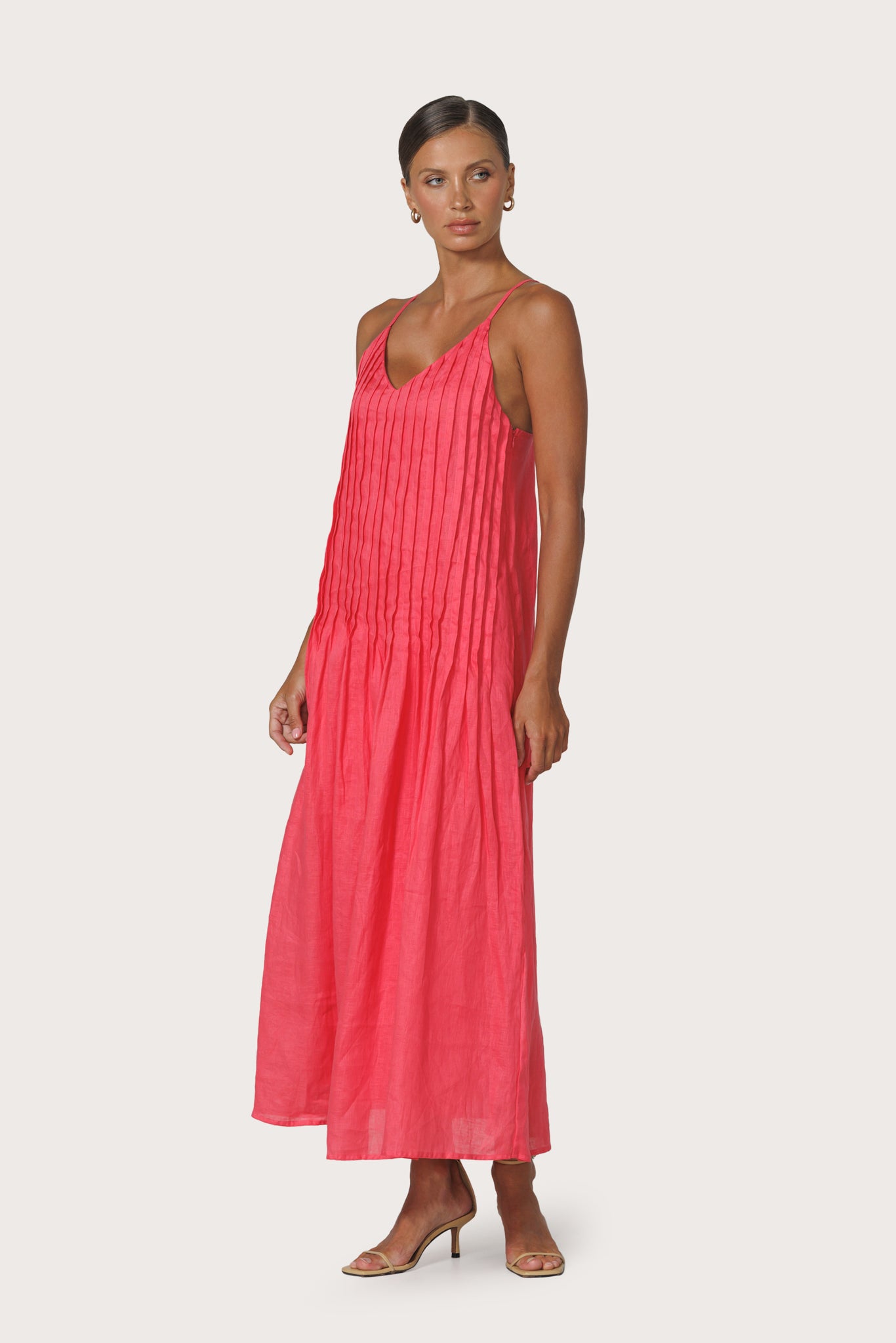 Marra Pleated Linen Maxi Dress