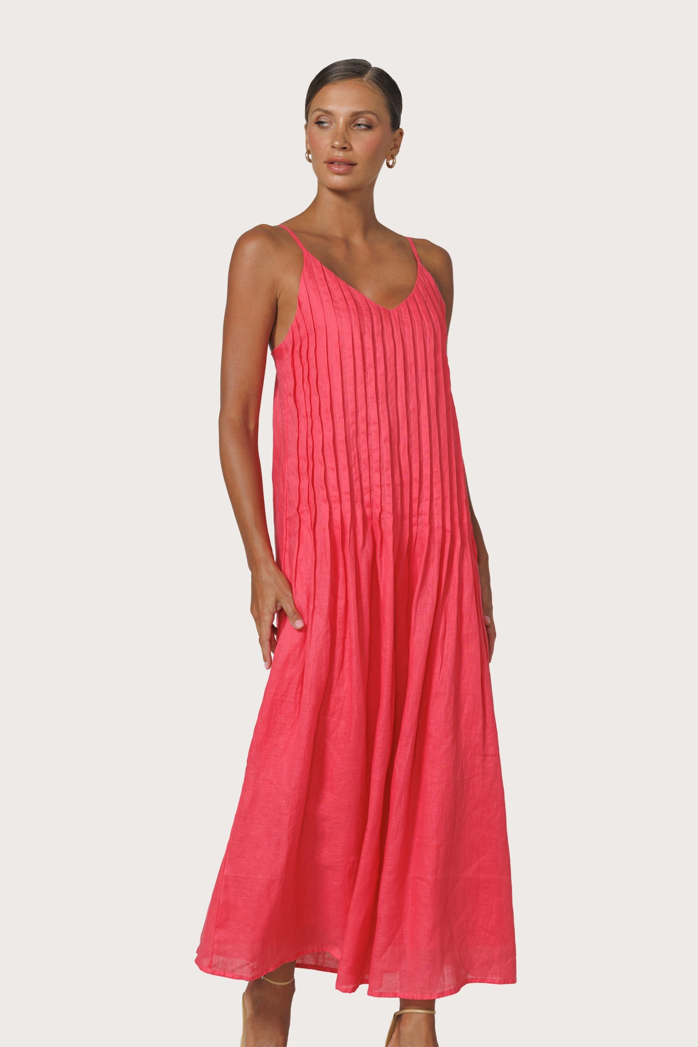 Marra Pleated Linen Maxi Dress