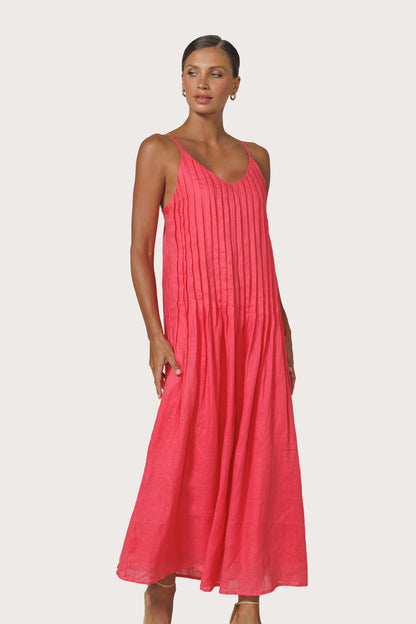 Marra Pleated Linen Maxi Dress