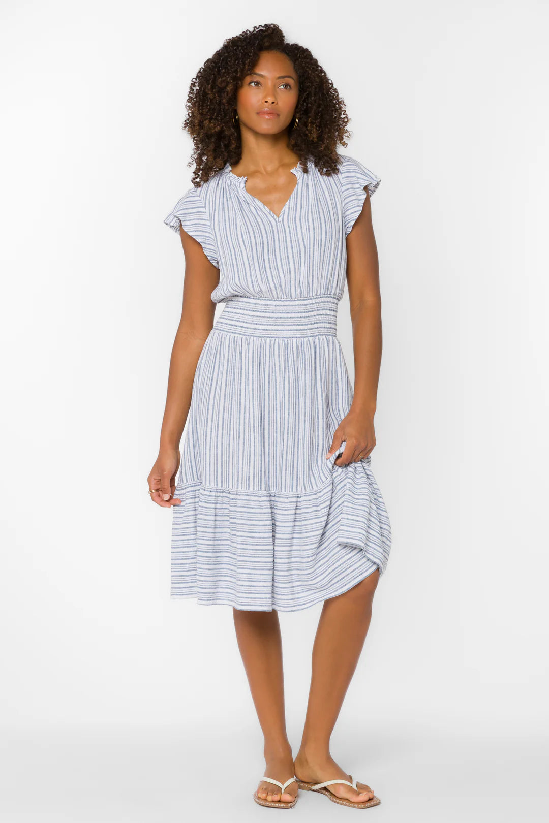 Shiri Dress - Washed Blue Stripe