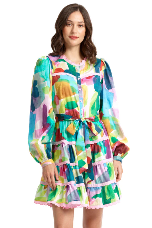 Abstract Belted Dress