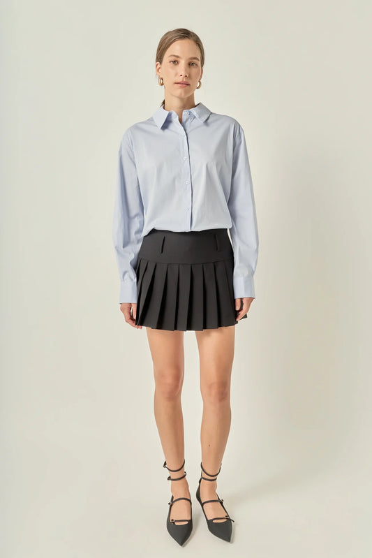 Oversized Button Down Shirt - Powder Blue