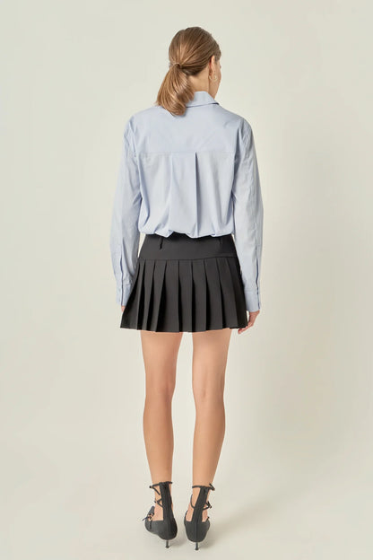 Oversized Button Down Shirt - Powder Blue
