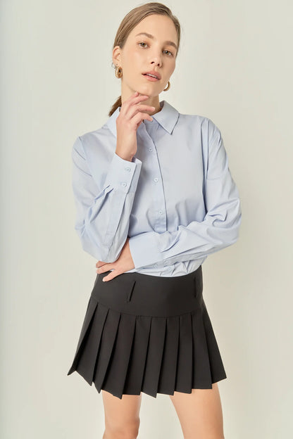 Oversized Button Down Shirt - Powder Blue