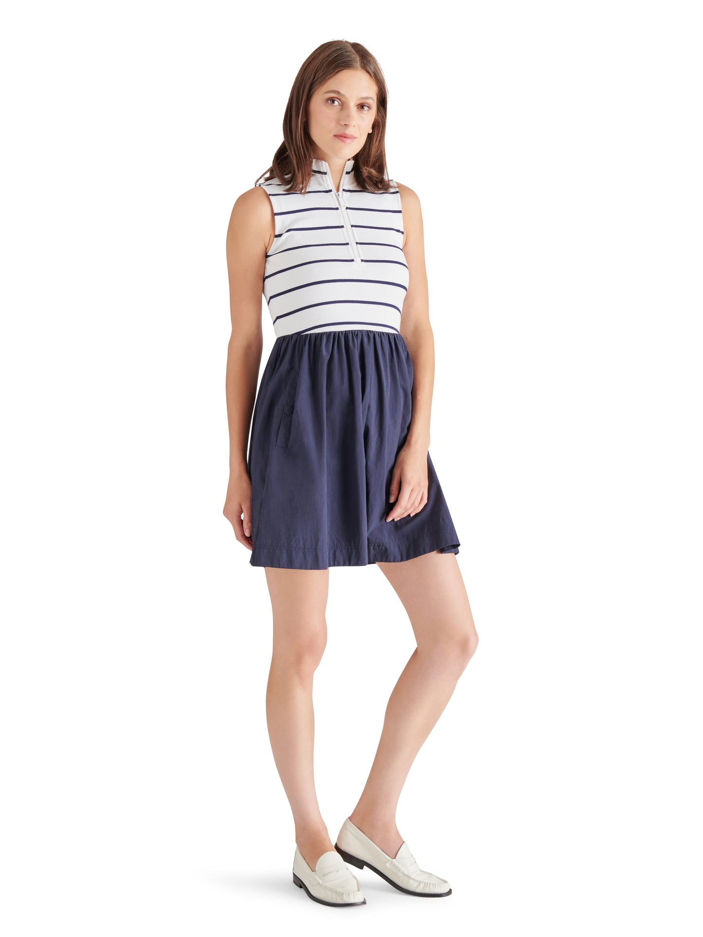 Lyon Dress - Navy Stripe