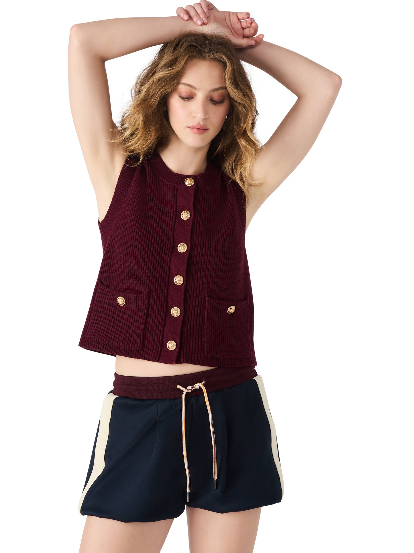Aliya Sweater Vest - Wine