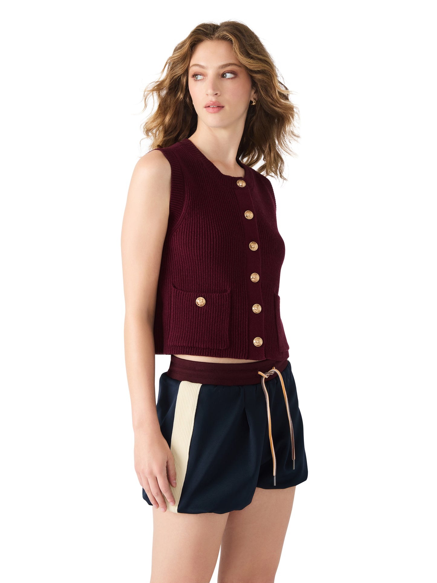 Aliya Sweater Vest - Wine