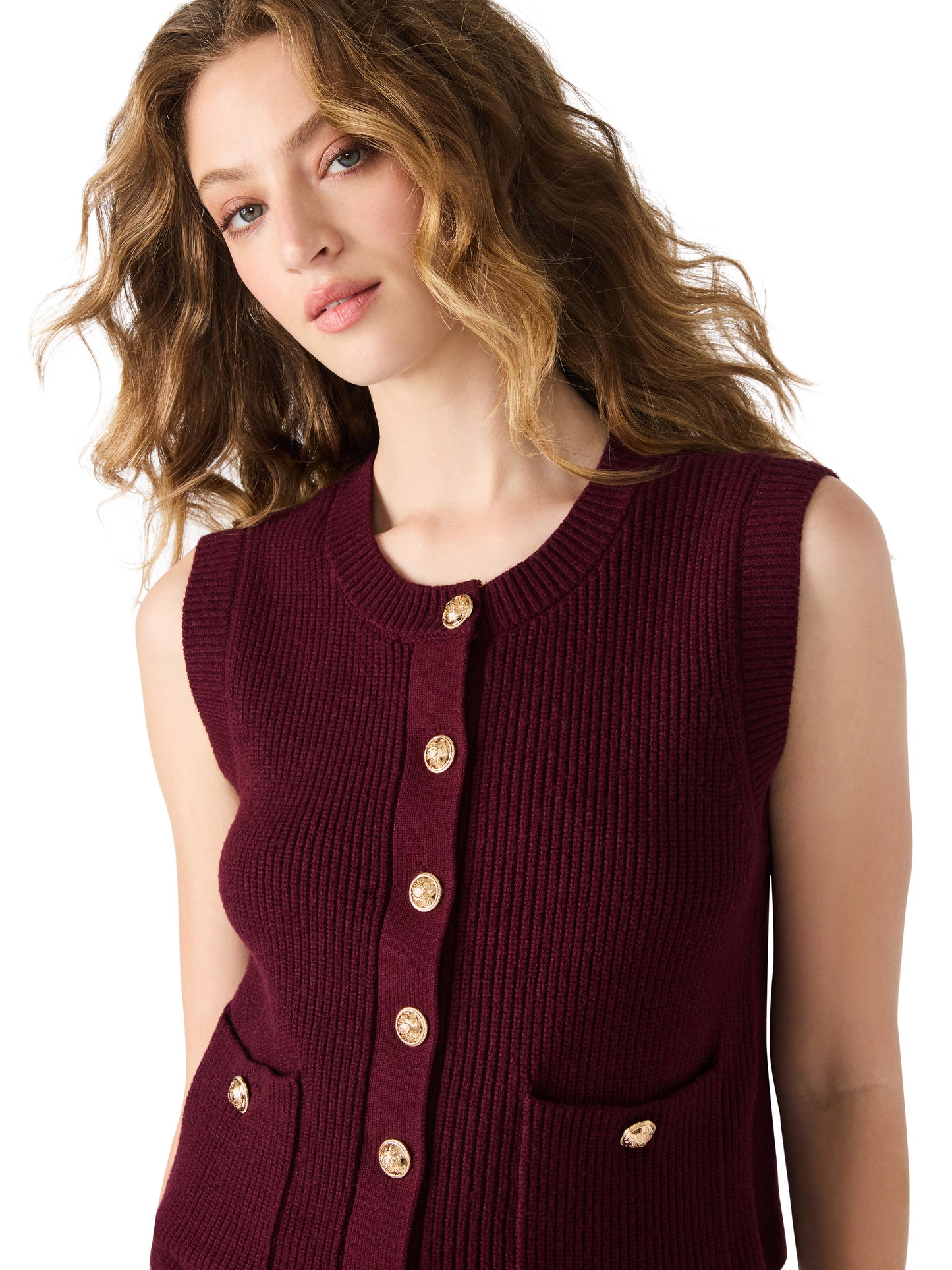 Aliya Sweater Vest - Wine