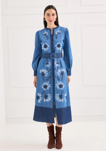 Suzie Dress - Denim Floral