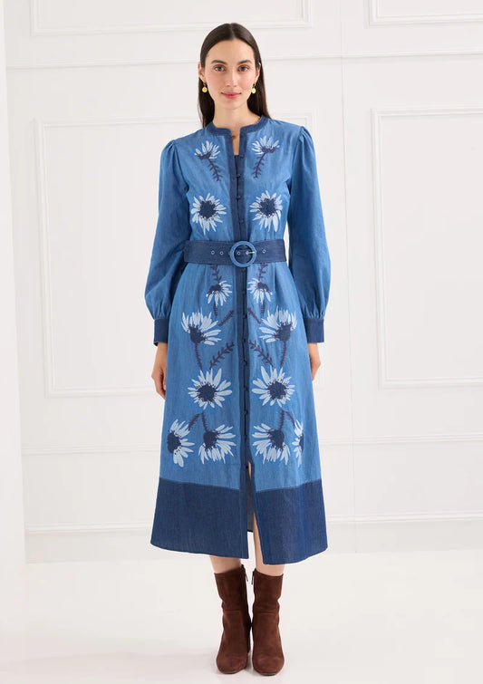 Suzie Dress - Denim Floral