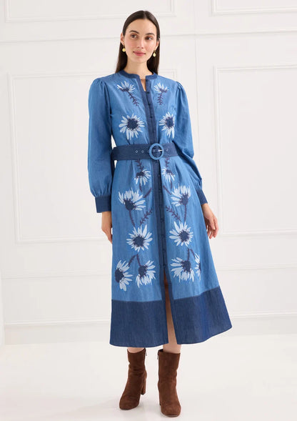 Suzie Dress - Denim Floral