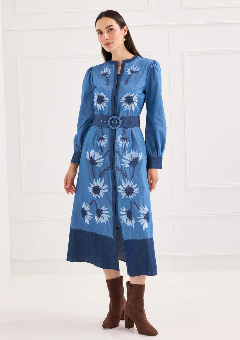 Suzie Dress - Denim Floral