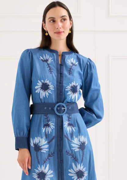 Suzie Dress - Denim Floral