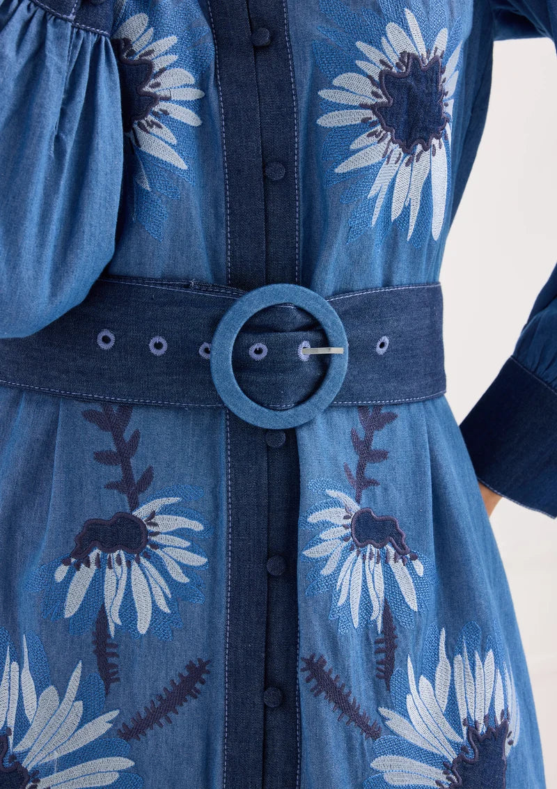 Suzie Dress - Denim Floral