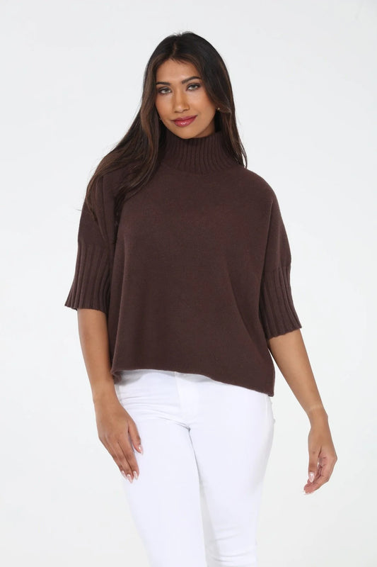 The Maple Turtleneck Sweater - Chocolate Brown