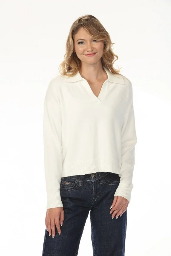 Bianca Collared Knit Sweater - Ivory