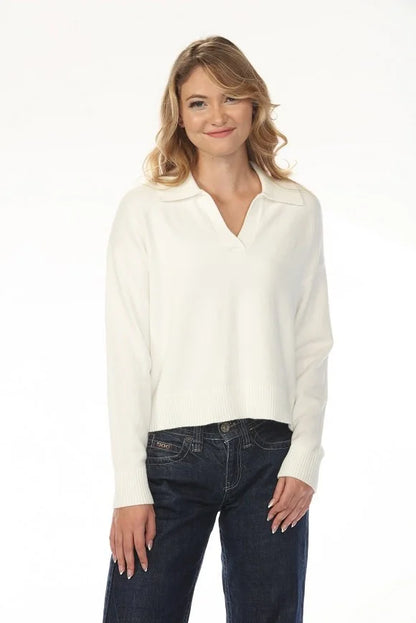 Bianca Collared Knit Sweater - Ivory