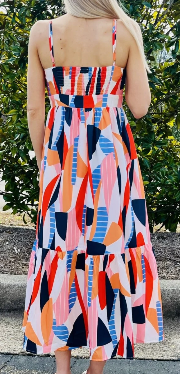 Multi Color Print Maxi Dress