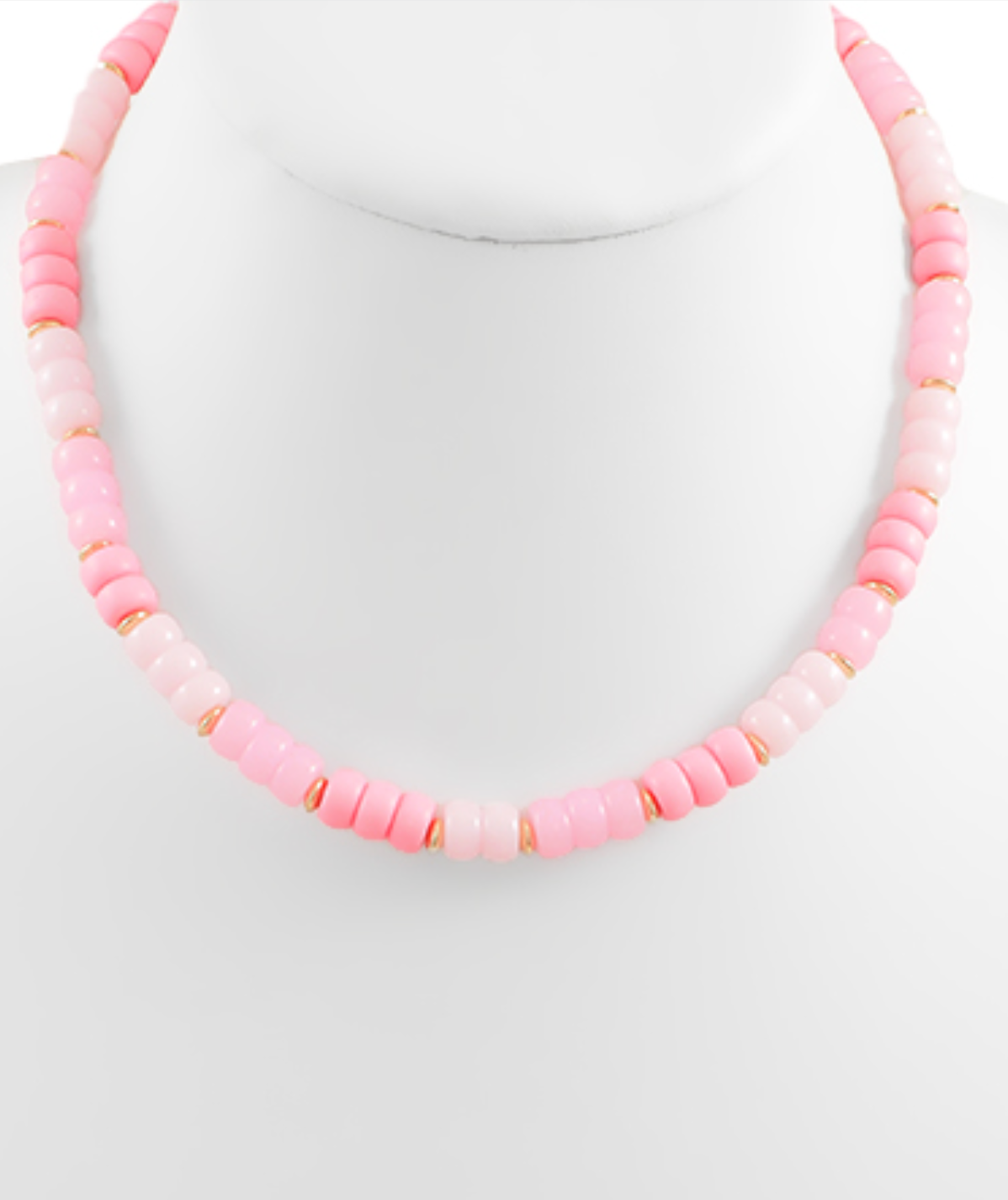 Multi Color Beaded Necklace - Light Pink