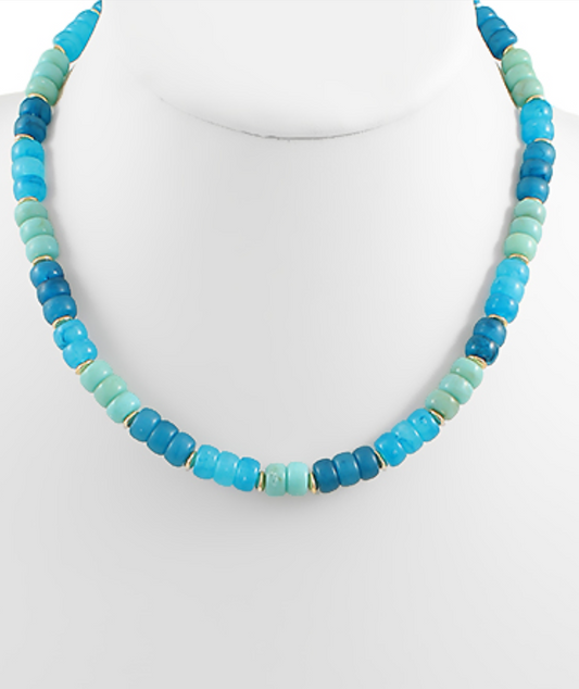Multi Color Beaded Necklace - Turquoise