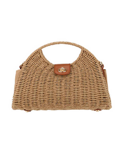 Arch Top Woven Straw Bag