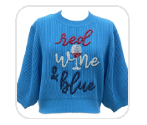 Queen of Sparkles Red, Wine, & Blue Pearl Sweater