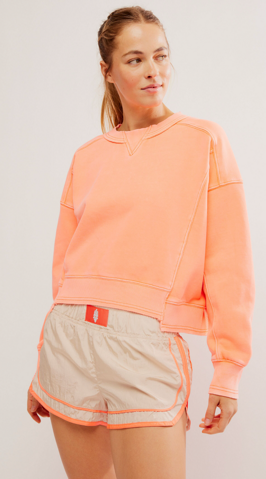 Free People Intercept Pullover - Neon Coral