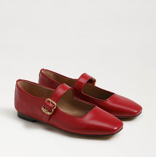 Sam Edelman Michaela Mary Jane Flat - Scarlet Red Leather