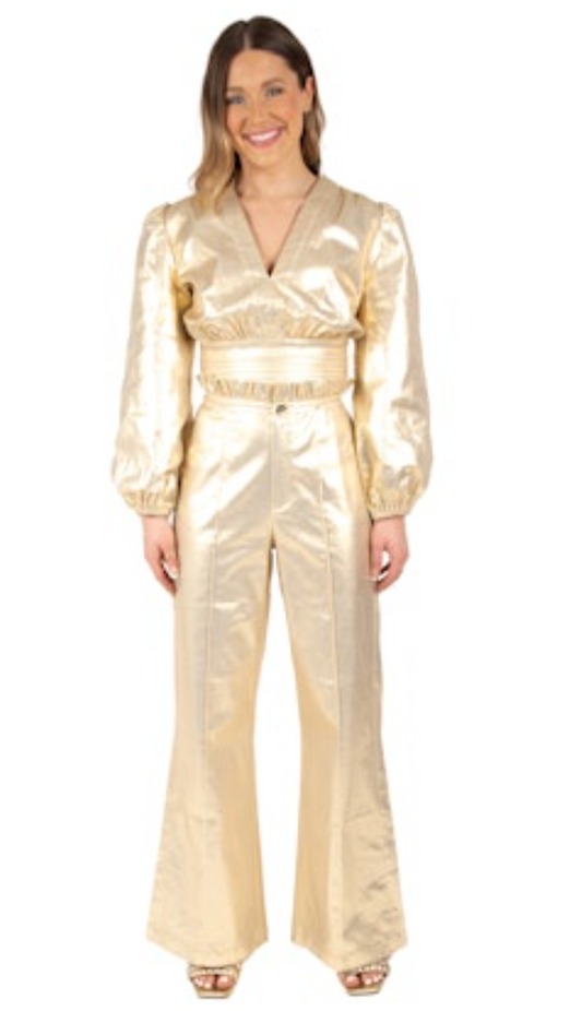 Emily McCarthy Ruffle Flare Pant - Gold Rush